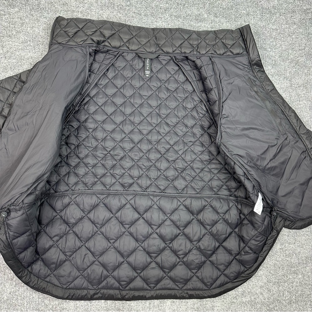 Athleta Whisper Featherless Coat Jacket Womens MP Black Quilted Parka Zip Up - Picture 16 of 17